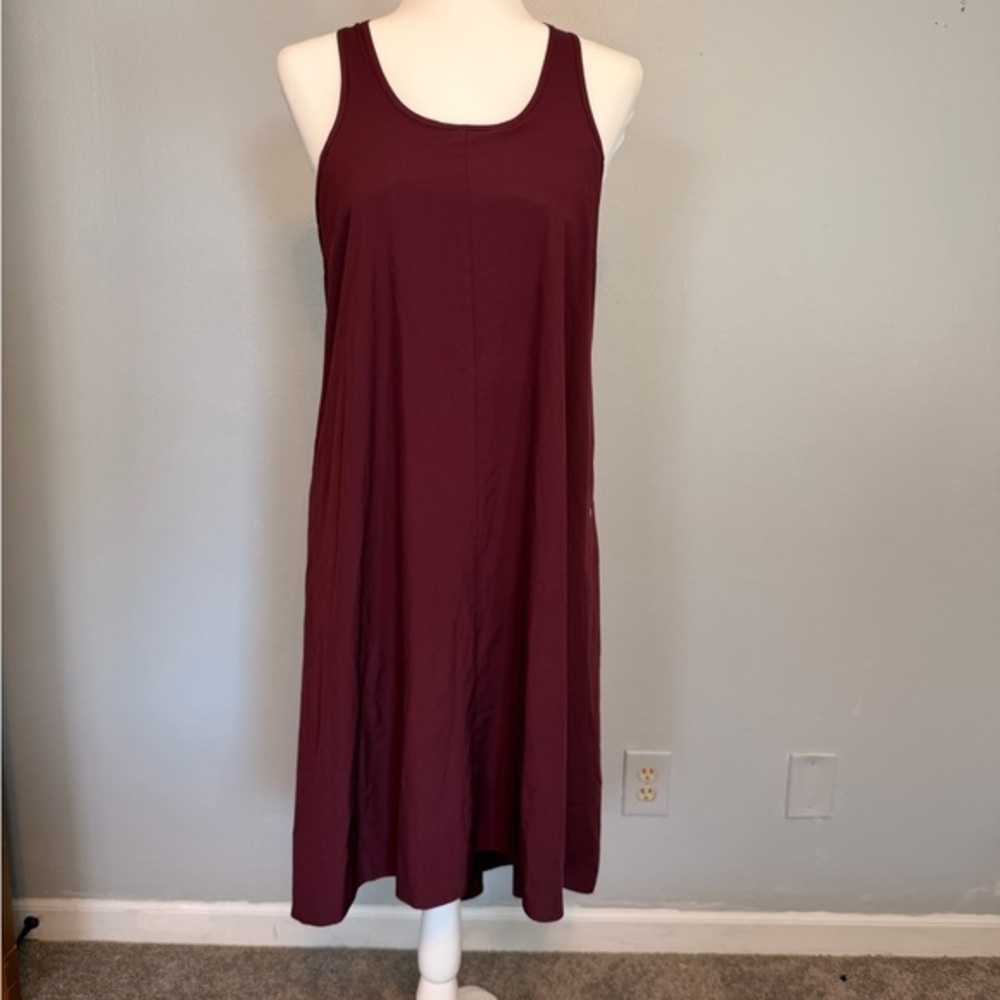 HALARA Burgundy High Low Midi Dress